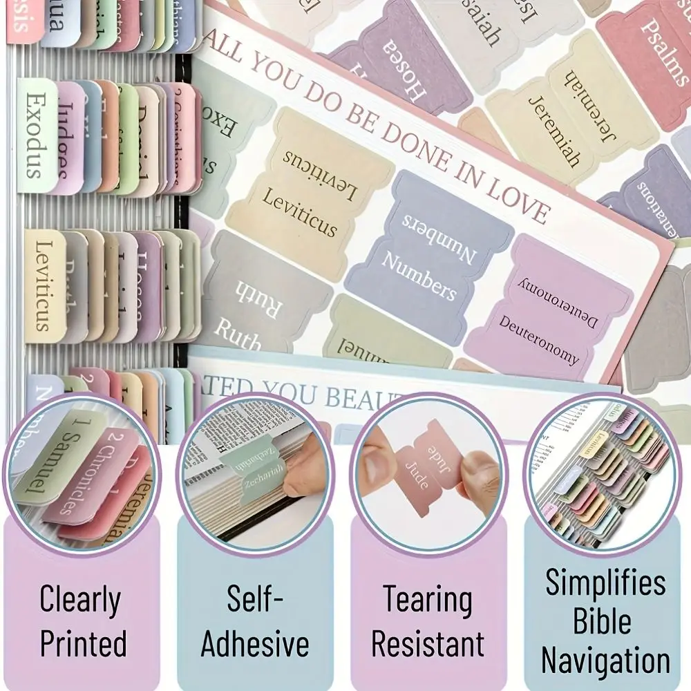 5 sheet/set Sticky Notes Bible Index Tabs Morandi Boho Theme Laminated Bible Tabs Index Tabs Stickers Index Memo Pads - 3