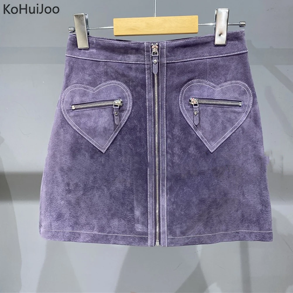 

Zipper Short Skirt Women Auutmn Spring 2023 Solid Casual Sexy High Waist Pocket Designs Runway A Line Skirts Black Purple