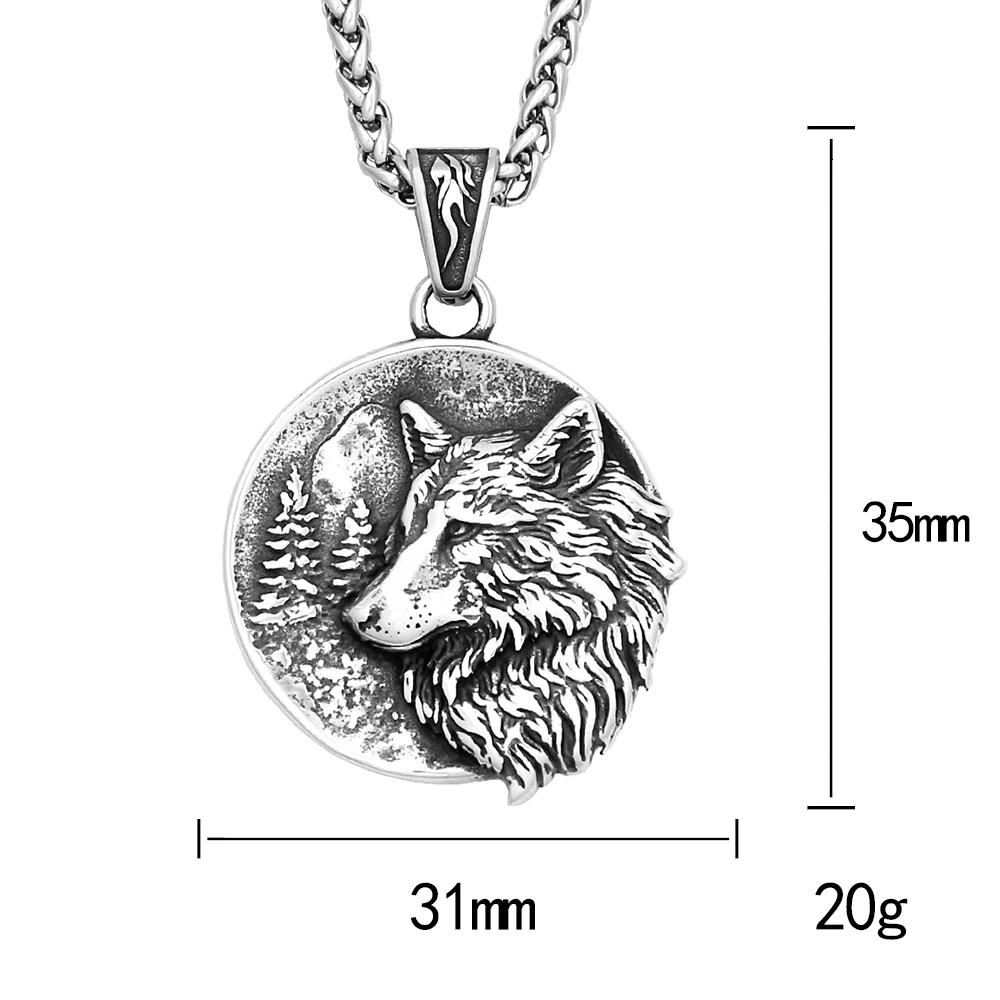 Vintage Viking Wolf Head Necklace Stainless Steel Nordic Animal Pendant For Men Women Unique Amulet Jewelry Gift Dropshipping 6