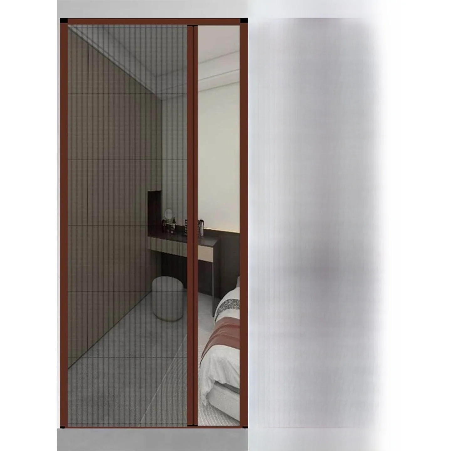 보이지 않는 알루미늄 합금 슬라이딩 스크린 도어, 드릴링 없이 접이식 모기장 방충망, 확장형 통풍창 커튼, 가정용