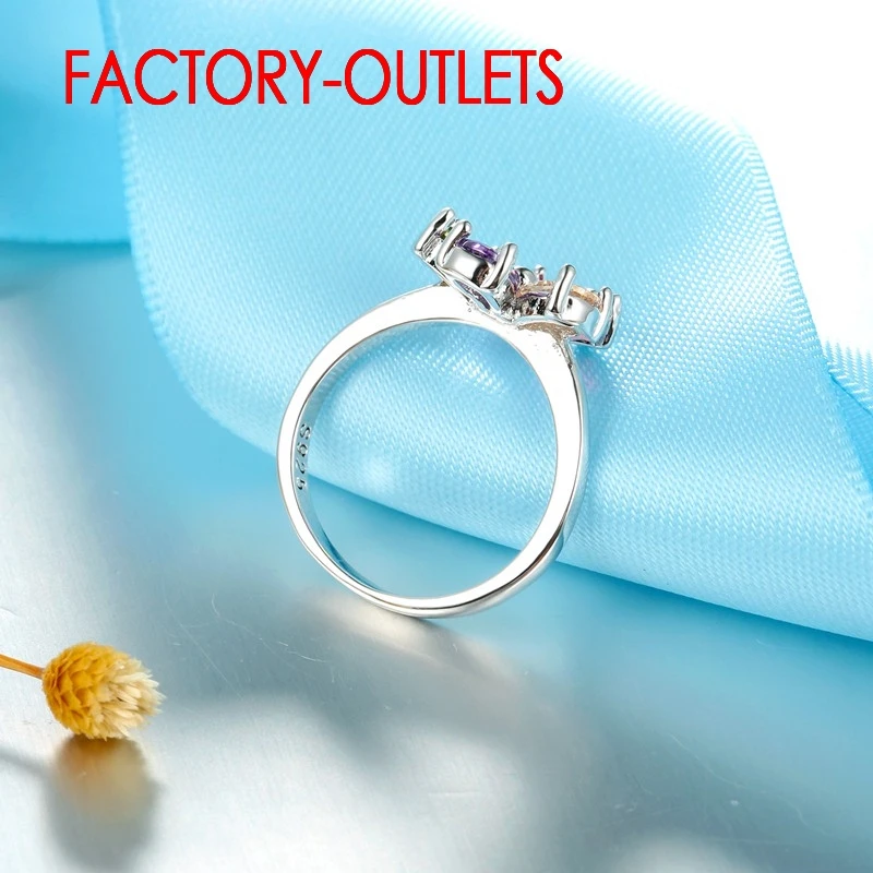 Engagement Ring Bridal Set 925 Sterling Silver Fashion Jewelry CZ Cubic Zirconia Plant Design Women Girls Lovers' Best Gift - 3
