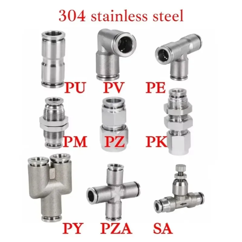 Stainless Steel Quick Release Pneumatic Push-In Air Fitting