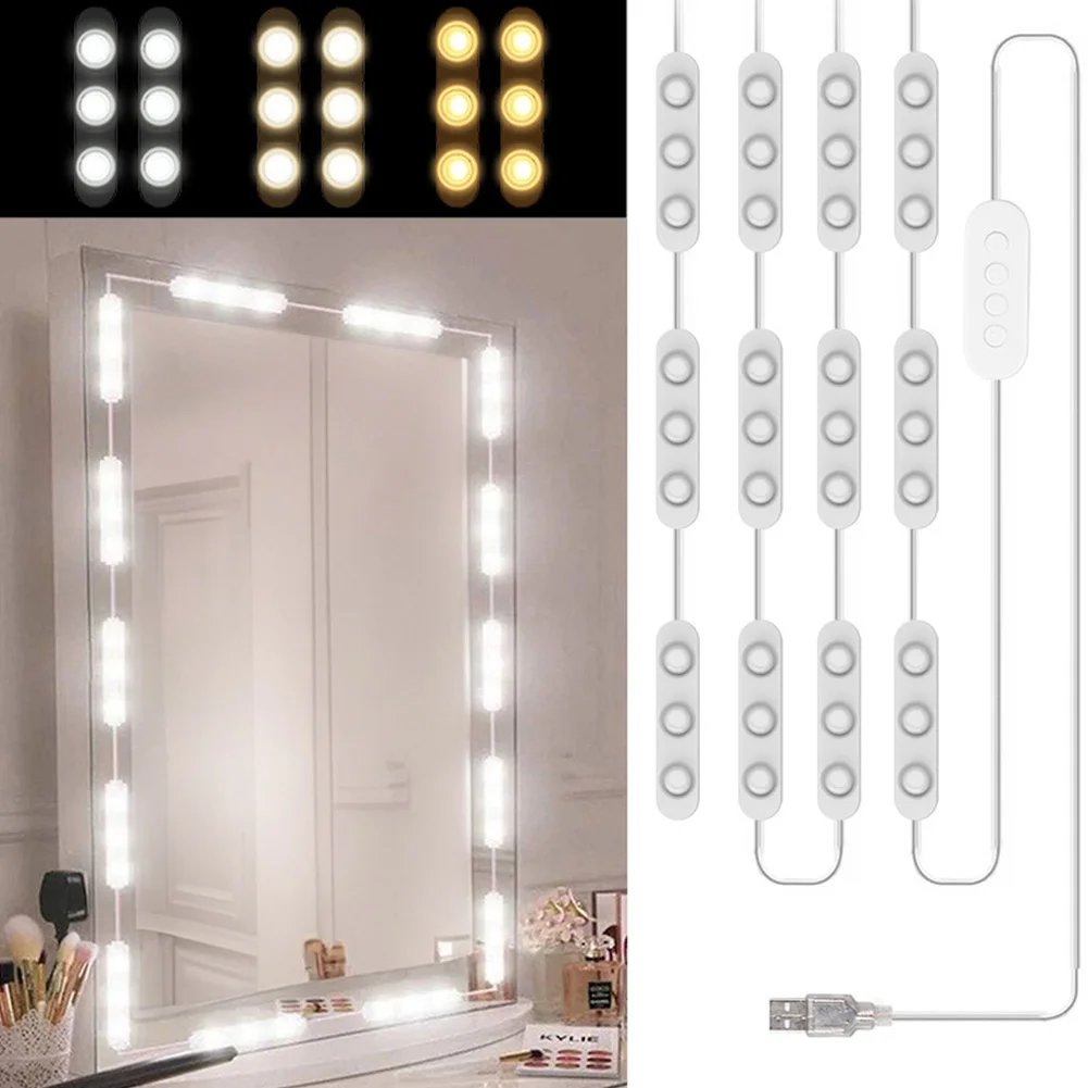 10FT LED Vanity Mirror Lights 3 Color Temperature USB LED Makeup Light Strip Dimmable for Makeup Vanity Table & Bathroom Mirror