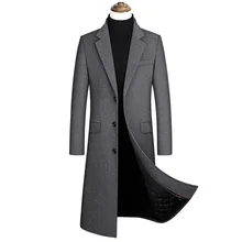 

2021 New Extra Long Wool Trench Coat Slim Fit Woolen Peacoat Windbreaker Homme 4XL Male Winter Brand Mens Cashmere Coat