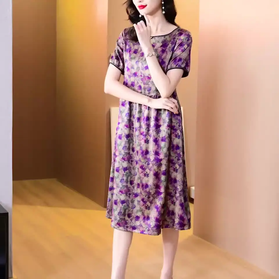 Женское Летнее шелковое платье с принтом повседневное элегантное облегающее в