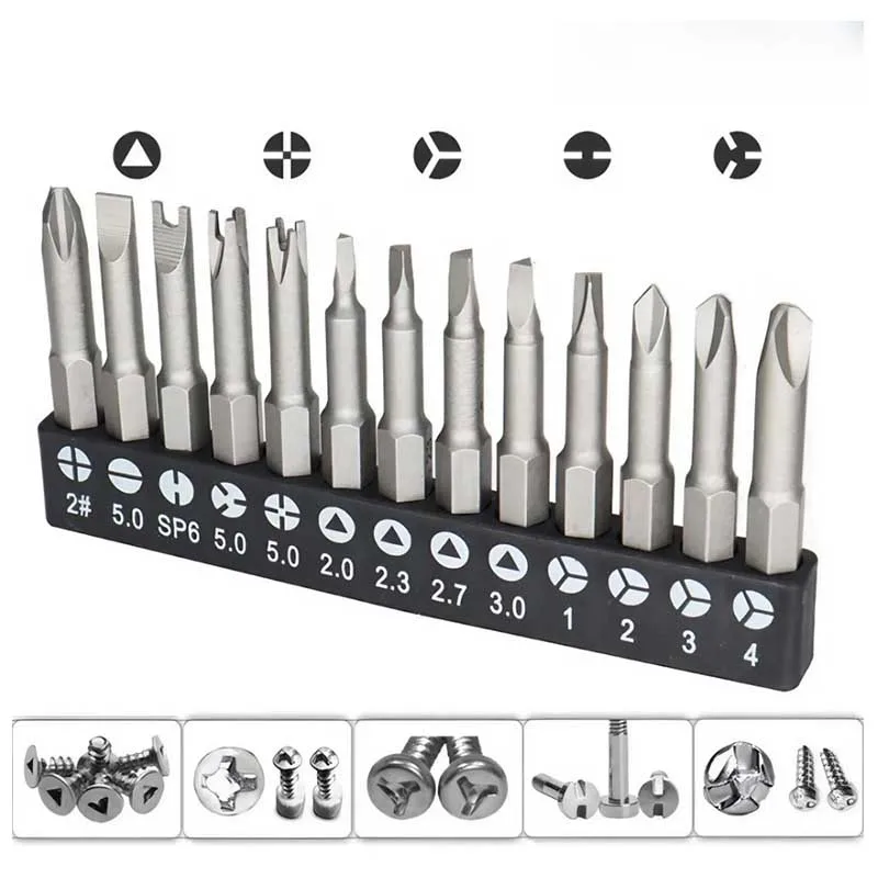 Precision Y U Shaped Triangle Screwdriver Magnetic Bit 1/4in Inner Cross Three Points Screw Driver Security Tip For Power Drill