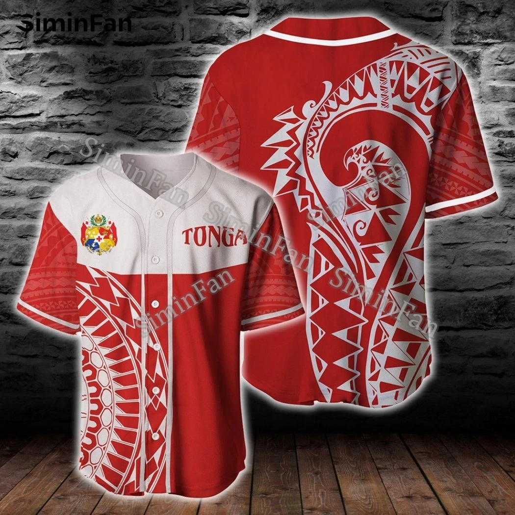 

Tonga Coat Of Arms Polynesian Tattoo 3D Printed Mens Baseball Tee Jersey Shirt Male Summer Collarless Top Unisex Sporty Tshirt-1