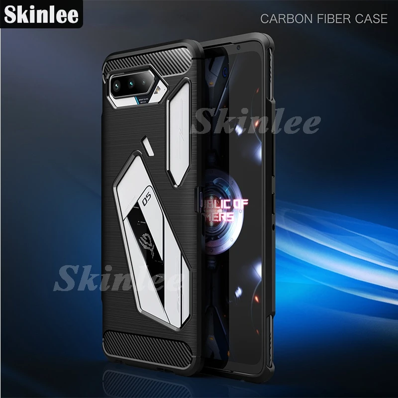 Skinlee Soft Case For ASUS Rog5 Pro Carbon Fiber Drawing Shockproof Cover Phone Rog 5 Ultimate | Мобильные телефоны и