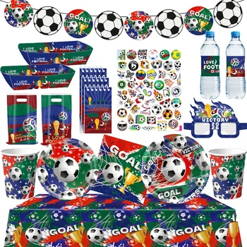 2026 Football Party Disposable Tableware Set Eye Mask Party Arrangement Gift Bag Party Favors Baby Shower Supplies Gift Toy 1