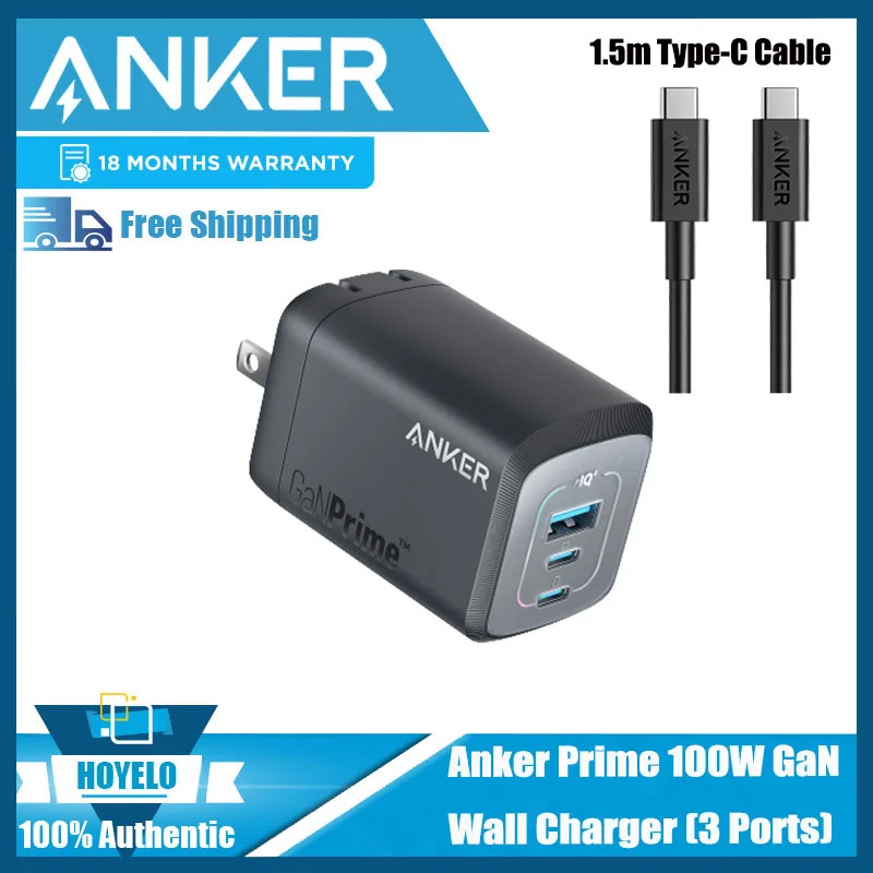 Anker Prime 100W GaN Wall Charger (3 Ports) - Anker US