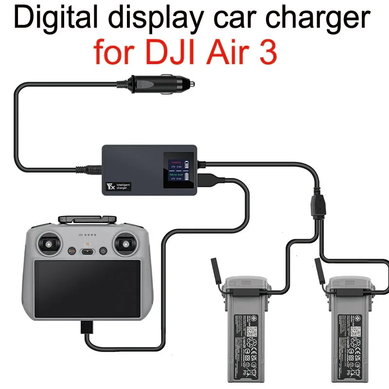 

Автомобильное зарядное устройство с цифровым дисплеем для DJI Air 3