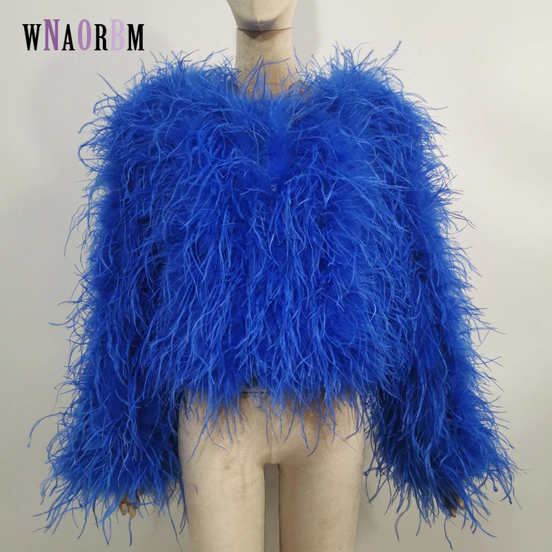 Winter True Ostrich Fur Jacket Casual Long Sleeve Imported Ostrich Fur Jacket Women's Warm Jacket Size Customizable