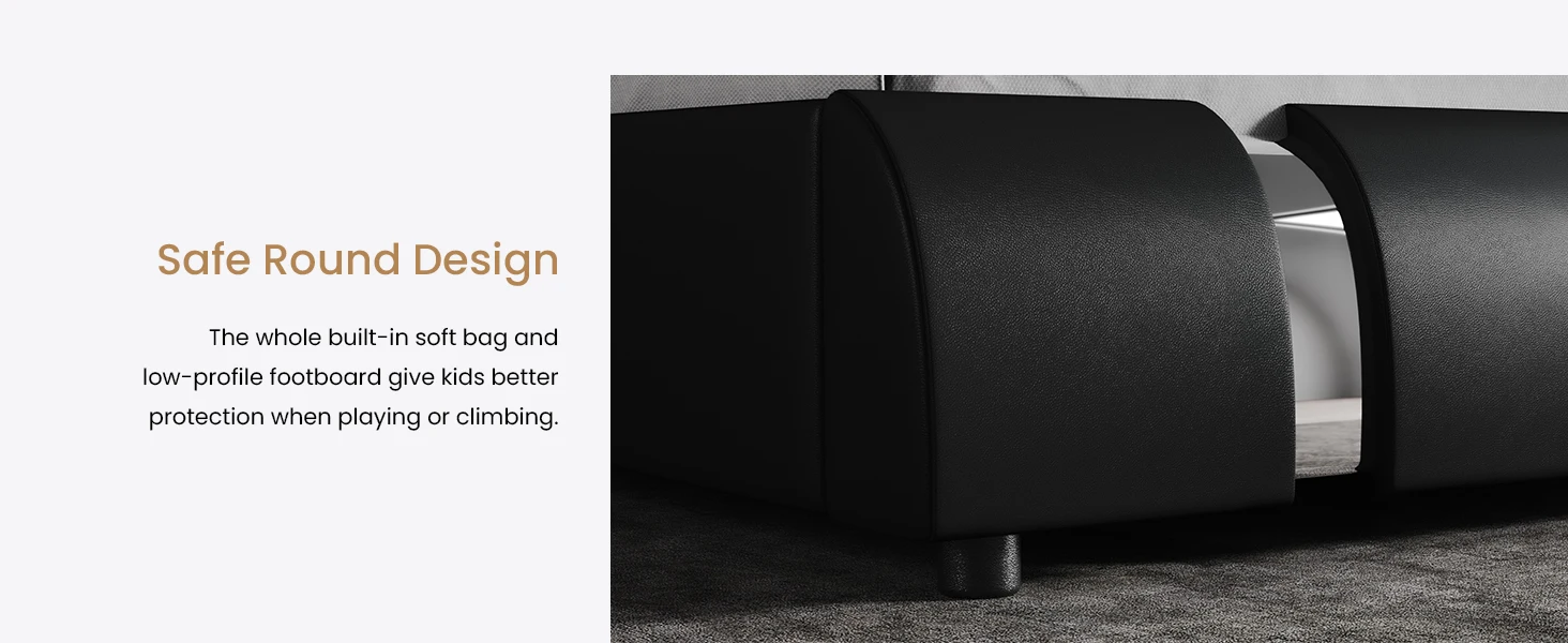 Description Picture 5 of itemKing Size Bed Frame with Iron Pieces Decor and Adjustable Headboard/Deluxe Upholstered Modern Platform Bed with Solid Wooden