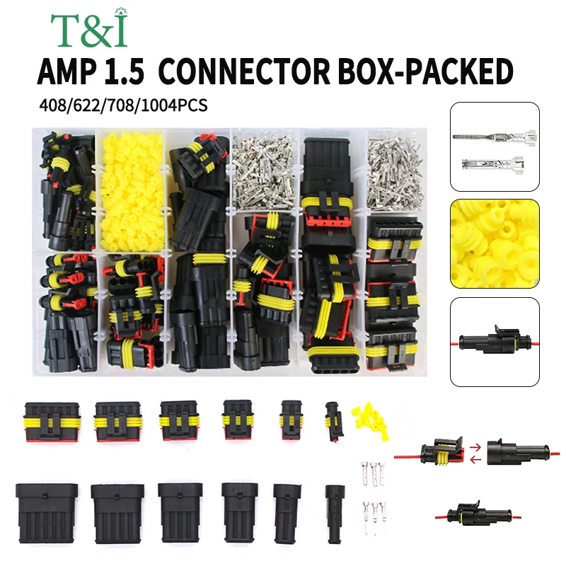 1004PCS DJ2 automobile waterproof connector 1-16 hole with harness male and female HID plug socket LED spotlight connector