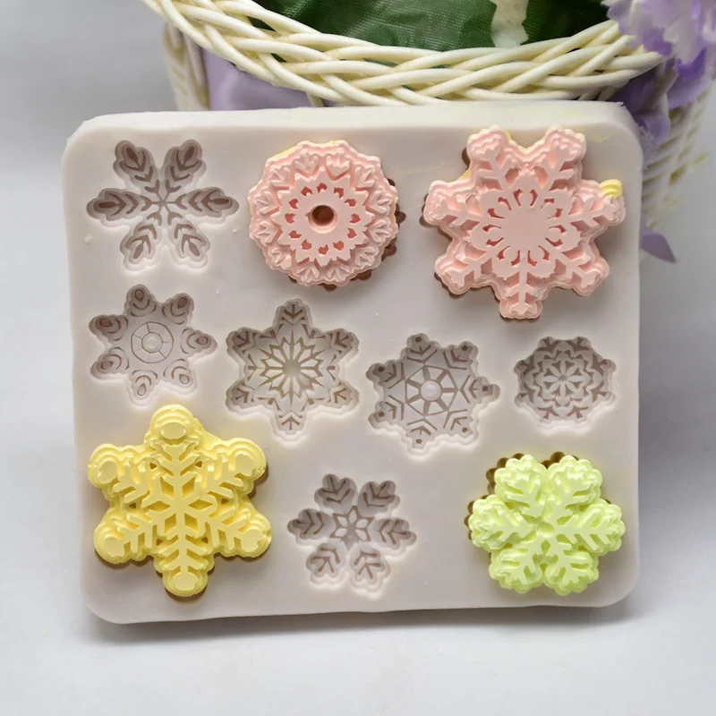 DIY Forms Silicone Cake Mold For Baking Christmas Snowflake Shape Fondant Chocolate Decoration Tool Mold Christmas Home Ornament nice pearl flower silicone mold kitchen resin baking tool diy cake pastry fondant moulds chocolate dessert decoration supplies