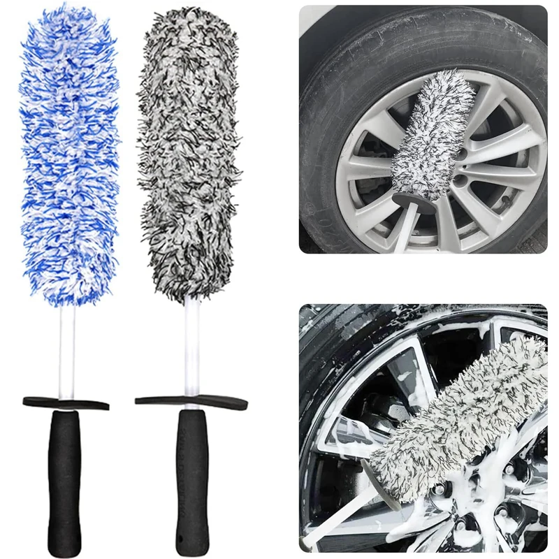

Car Wash Brush Super Microfiber Premium Wheels Brush Non-Slip Handle Easy To Cleaning Rims Spokes Wheel Barrel Car Accessories