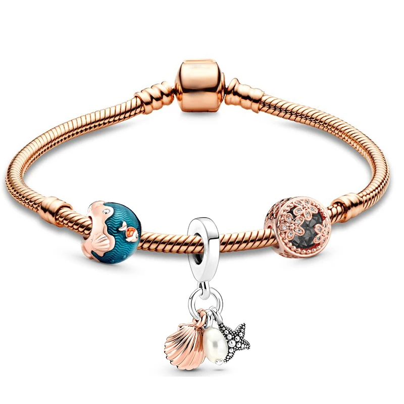 

30 Style High Quality Rose Gold Crystal DIY Charm Bead Pendant Snake Chain Charms Bracelets For Women Jewelry Dropshipping