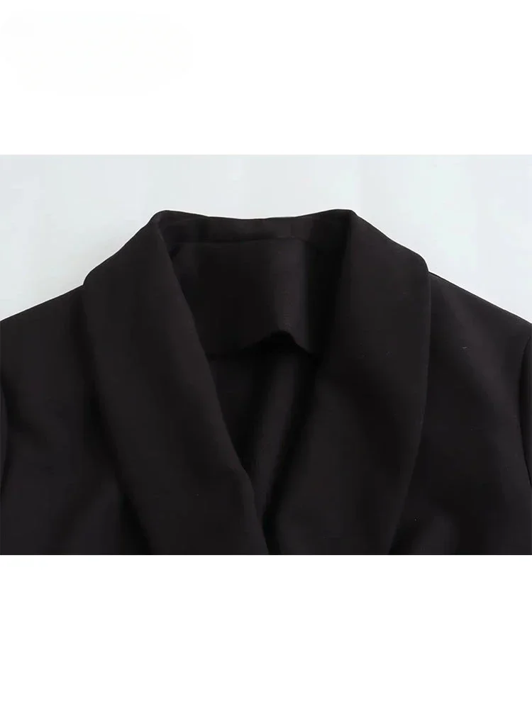 2024 New Spring Fashion Causal Tassel Playsuits Long Sleeve Vintage Woman Elegant Hollow Out Blazer Jumpsuit Slim Tops