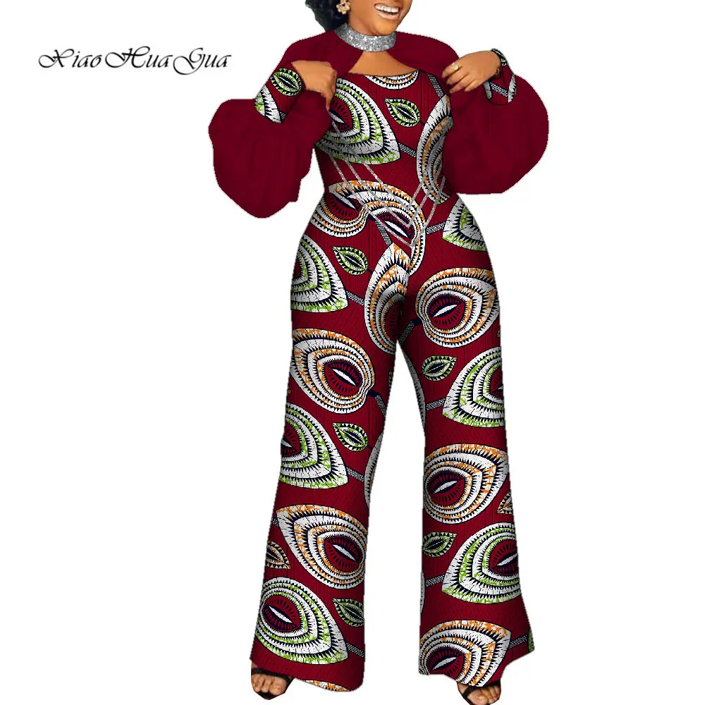 africa dress African Dashiki Jumpsuit Pants for Women Party Wedding Rompers Jumpsuit Long Sleeve Wide Leg Trouser Africa Women Clothes Wy9893 african dress style Africa Clothing