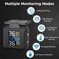 MT20 With Clock Motorcycle TPMS 2 Tyre Sensors Tire Pressure Monitoring System USB Solar Power Temperature Tester Alarm Digital - Image 2