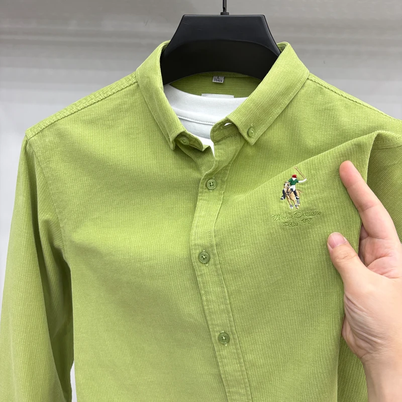 Spring and Autumn New 100% Cotton Long Sleeve Shirt for Men's Business, Leisure, Skin Friendly, Comfortable Collar Shirt Coat