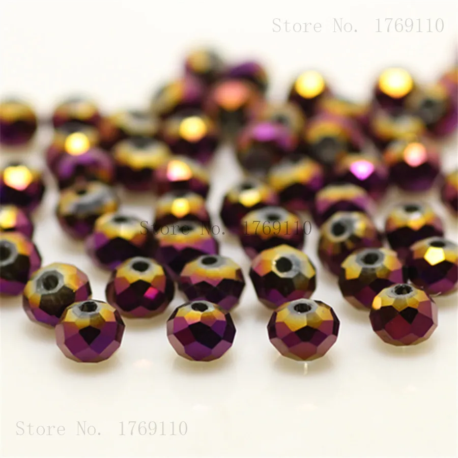 Olive Green Faceted Crystal Glass Rondelle Beads - 50pcs
