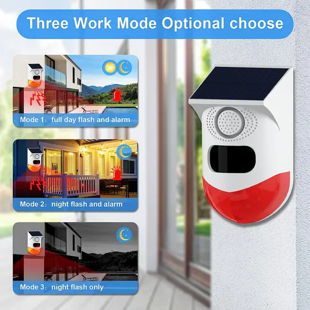 Allarme Solare Con Sensore Di Movimento WiFi - 120 DB, Impermeabile IP67, Per Esterno - Foto 5