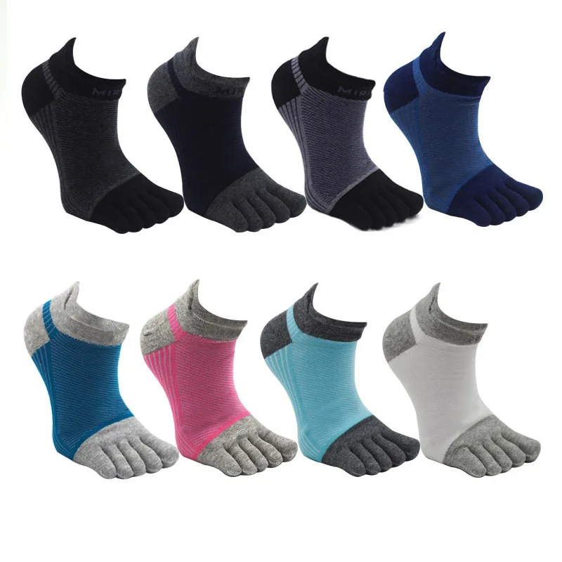 3 Pairs Large Toe Socks Combed Cotton Spring Summer Mesh Athletic Running Socks with Toes 5 Finger Short Men Calcetines EU39-44