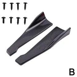 Rear Corner Protection Plate & Side Skirt Cover Set with Screws - Universal Car Bumper Guards (48cm) (Carbon fiber black)