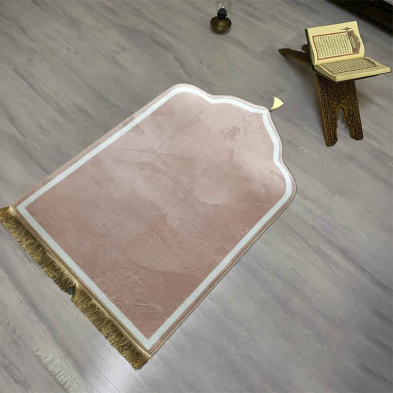 Prayer Mat for Muslim,Ramadan Flannel Carpet,Worship Kneel Embossing Floor Carpet,Non-slip Portable Travel Prayer Rug,Eid Gift
