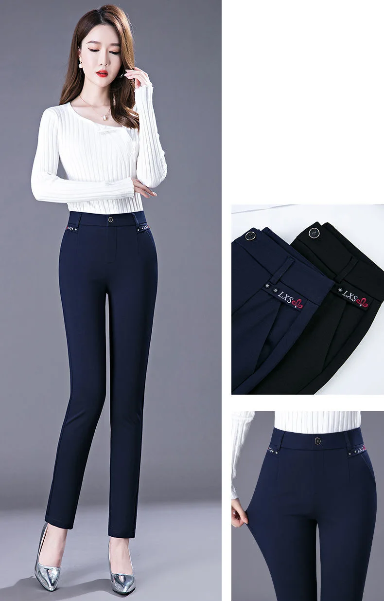 Oversize Spring And Autumn Loose Women's Casual Pants High-waisted Straight Elastic Extra Large Size Fat MM Long Pants Summer work trousers