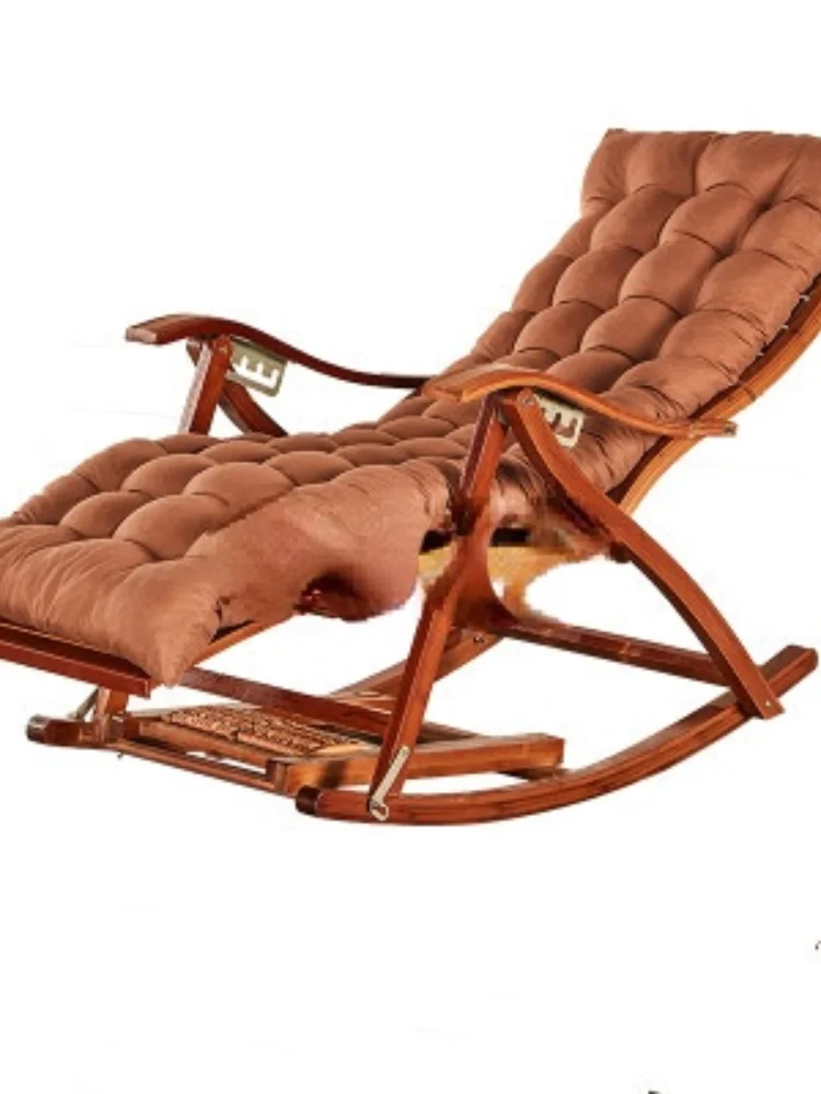 

A Foldadble Bamboo Rocking Chair Recliner Home Balcony Rocking Chair Recliner Adult Lunch Break Siesta Patio Chair