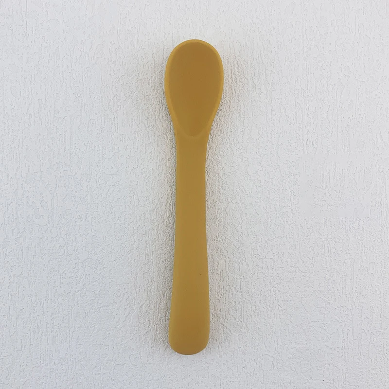 Baby Soft Silicone Spoon Food-grade Silicone Children's Supplementary Feeding Training Spoon Long-handle Silicone Feeding Spoon 6