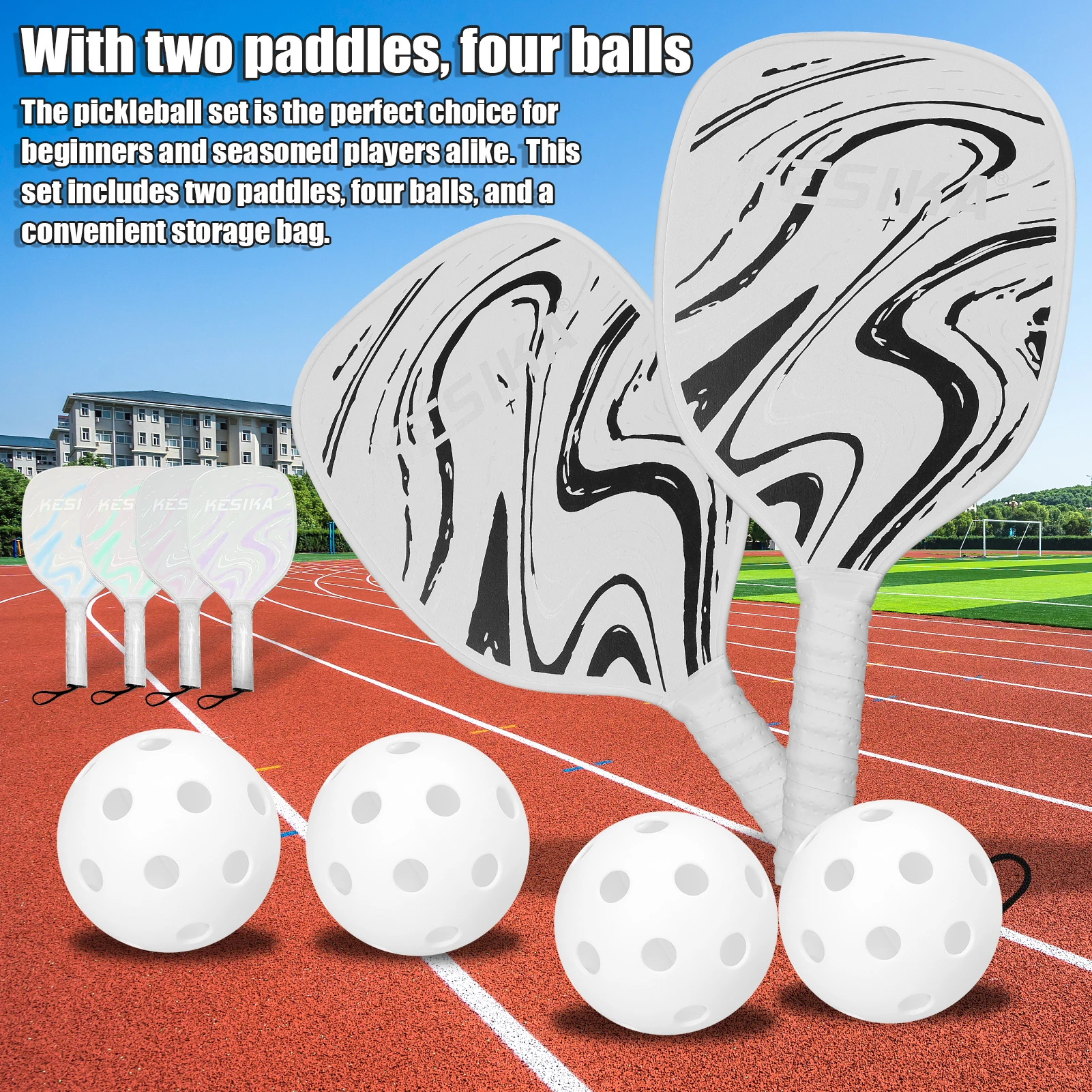Pickleball Rackets Set 2 Rackets 4 Balls