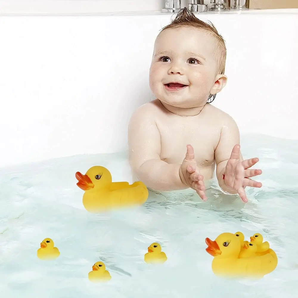 4pcs Rubber Duck Family Squeak Ducks Baby Shower Toy Float Bathtub Yellow Duck Toy Gift for Toddlers Boys Girls Kids Birthday 2