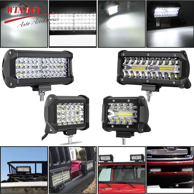 4” / 7” LED Work Light Bar – 12V–24V Spot & Flood Beam Driving Fog Light | Off-Road Headlight for 4x4 Truck, SUV & Industrial Use 3