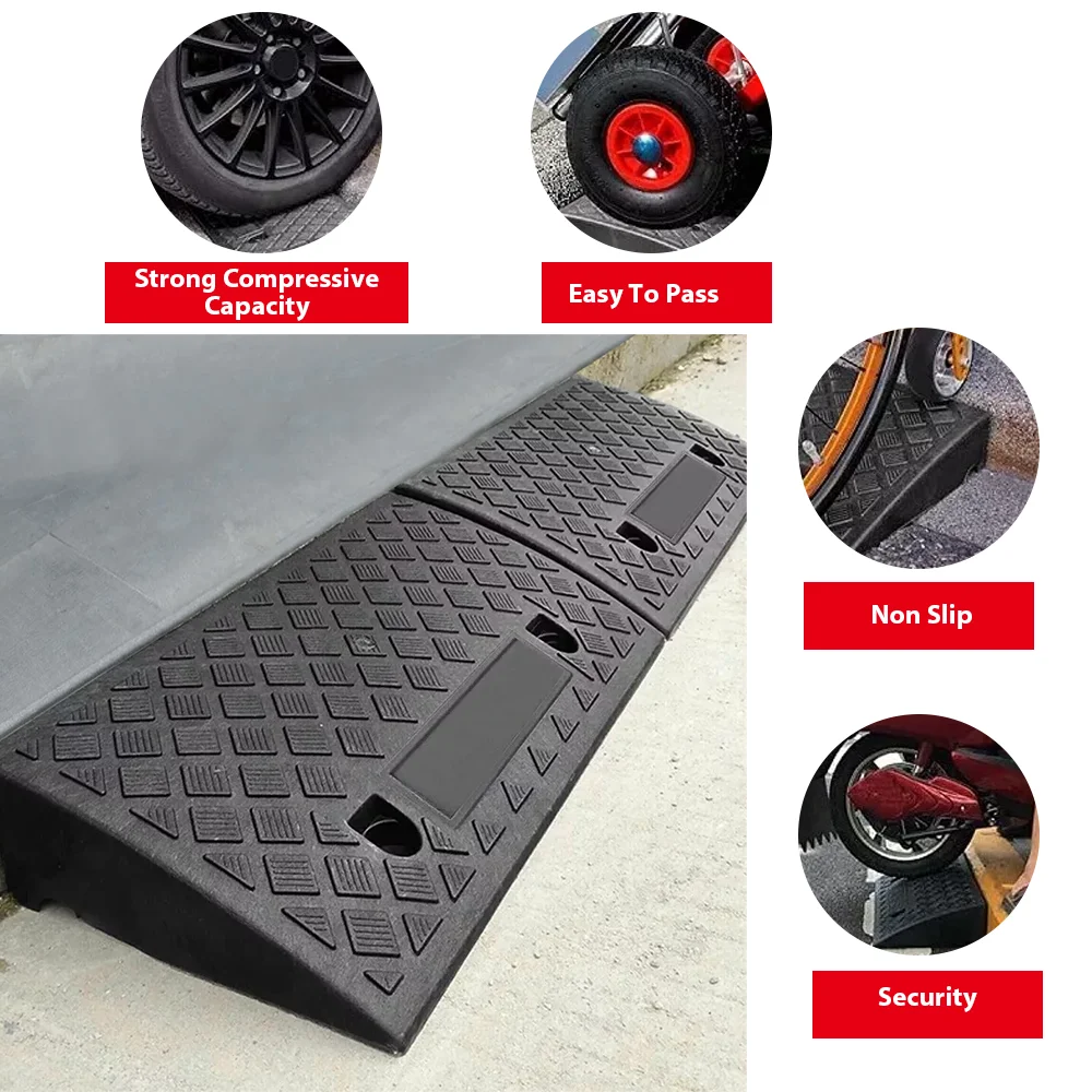 2pcs Portable Ramps with Non-Slip Surface Car Sidewalk Ramp Non-Slip Threshold Ramp for Driveway Porch for Cars Motorcycle: 3 - 5 Days Free Delivery Only UKs