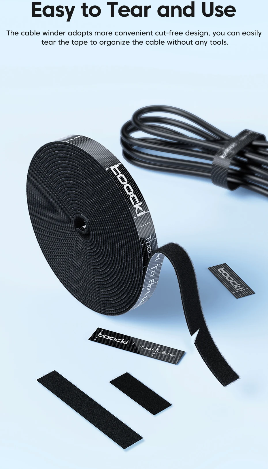 Toocki Kabel organisator Kabel management Tearable Organizer Kabel 1mm für Telefon Maus Kopfhörer Kabel halter Kabels chutz – Detail 3