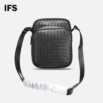 IFS 핸드 우븐 남성 캐주얼 패션 비즈니스 숄더 크로스바디 하이 엔드 스퀘어 백, 생일 선물 및 기념일에 적합