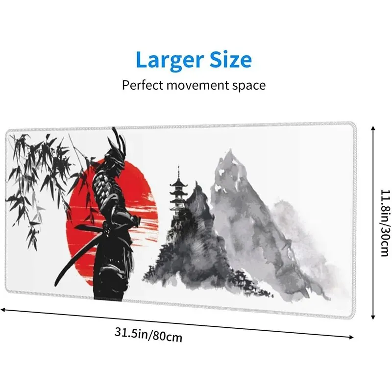 Japanese Samurai Sun XL Gaming Mouse Pad - Natural Rubber, Anti-Slip Desk Mat