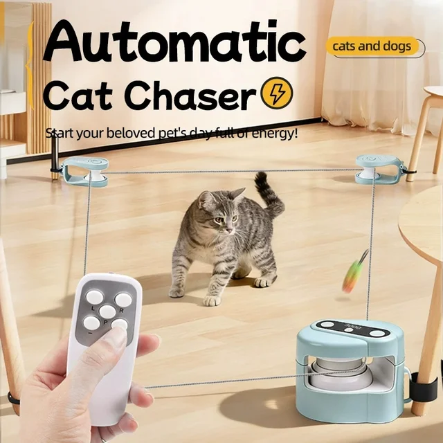 Pet Running Interactive Indoor Cat Toy Automatic/Remote DIY Speed Adjustable Wheeled Exercise for Cats/Dogs Simulating Hunting 1