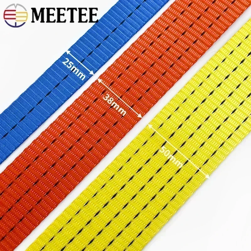 5M Meetee 25/38/50mm Nylon Webbing 1.2/1.6/1.8mm Thick High Strength for Car Tension Rope Cargo Binding Belt Luggage Fixed Strap nylon webbing nylon webbing tape luggage packing strap