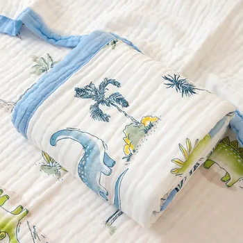 Coperte per bambini in cotone 100% 6 strati di garza traspirante mussola di cotone morbido assorbente coperte fasciatoio neonato cartone animato asciugamano da bagno per bambini