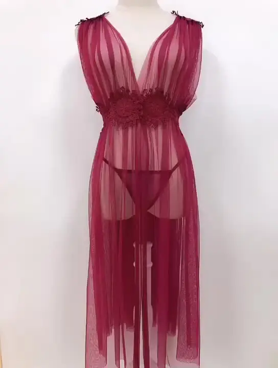 Camicia Da Notte Lunga In Raso Per Donna – Pigiama Sexy In Seta Sintetica, Manica Lunga, Tinta Unita, Perfetta Per Tutte Le Stagioni (taglia S, Rosso)