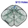 THKFISH Foldable Fishing Bait Trap 9/13 Holes Fishing Net Shrimp Cage Nylon Mesh Folding Fish Crab Traps Cast Catcher