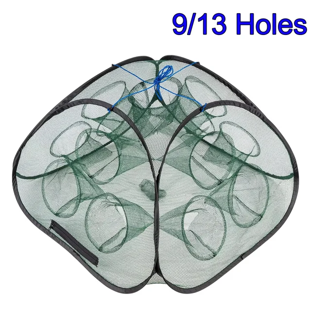 THKFISH Foldable Fishing Bait Trap 9/13 Holes Fishing Net Shrimp Cage Nylon Mesh Folding Fish Crab Traps Cast Catcher THKFISH Foldable Fishing Bait Trap 9/13 Holes Fishing Net Shrimp Cage Nylon Mesh Folding Fish Crab Traps Cast Catcher