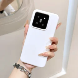 Candy Color Liquid Silicone Bumper Phone Case - Original Matte Shockproof Soft Back Cover for Xiaomi 14Pro (White)