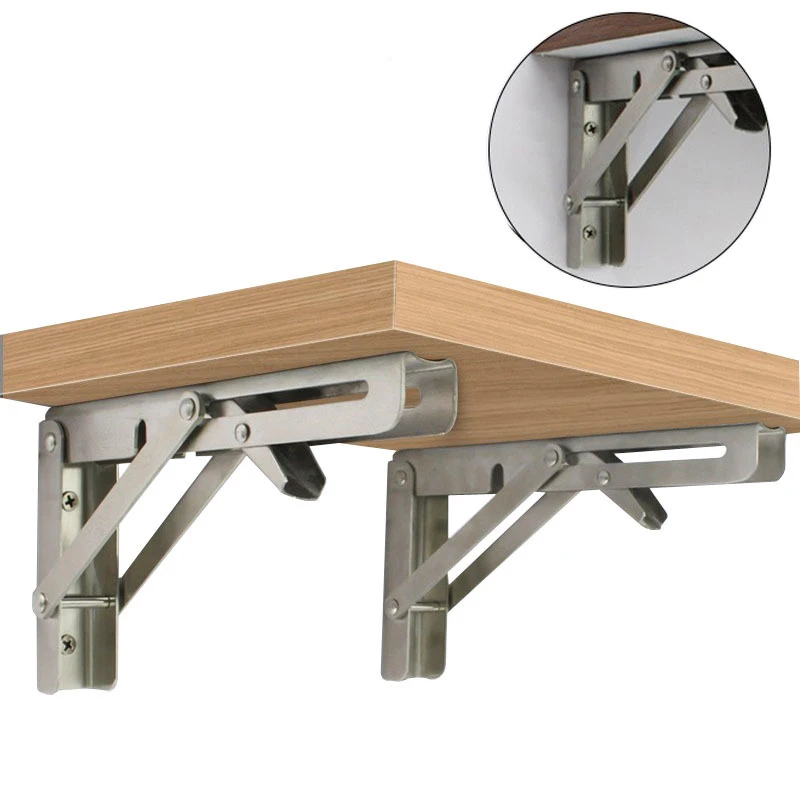 

1PCS Stainless Steel Billy Bracket Thickened Triangular Folding Bracket Desk Wardrobe Holder Wooden Support Bracket