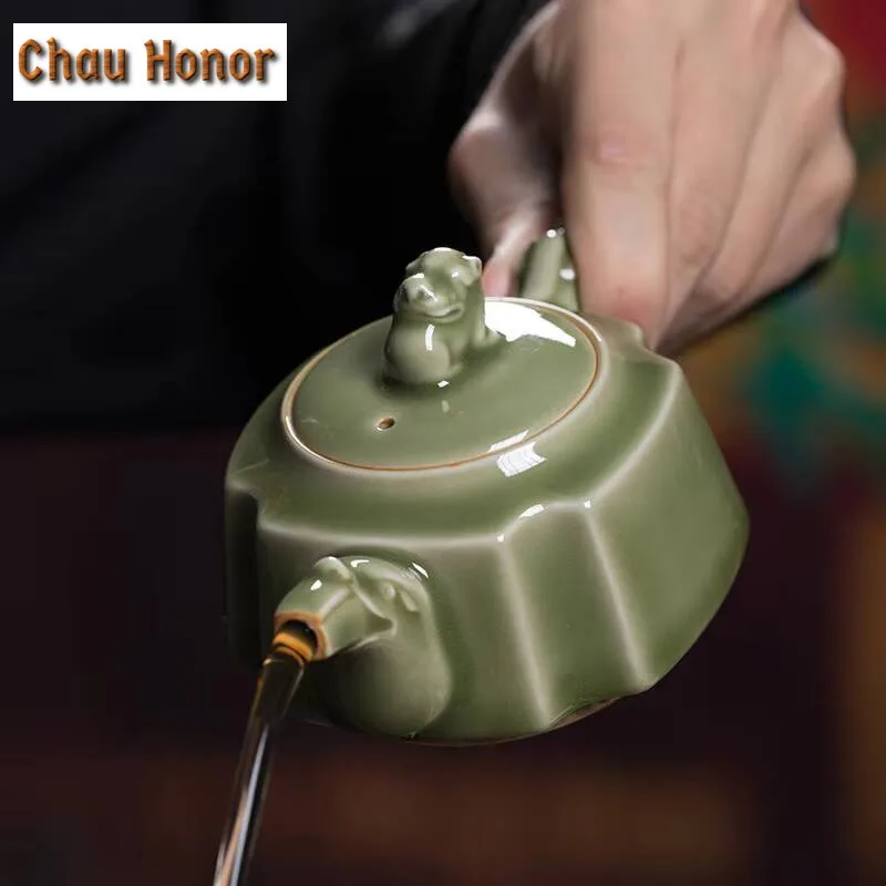 200ml Boutique Longquan Celadon Yue Kiln Antique Teapot Handmade Household Kungfu Teaset Tea Ceremony Accessories Drinkware Gift