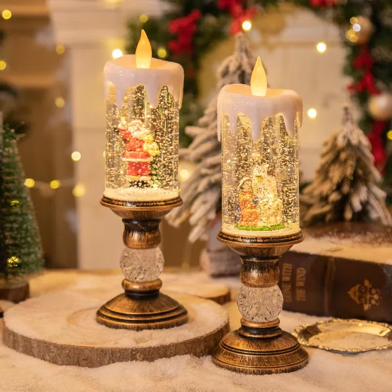 Boule à Neige De Noël, Bougie Boule à Neige - Bougies Sans Flamme En Forme De Boule à Neige En Résine Alimentées Par Batterie - Décor De Bougie à Moteur Intégré, Décorations